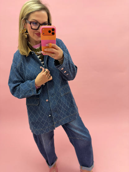 Denim Corduroy Collar Jacket