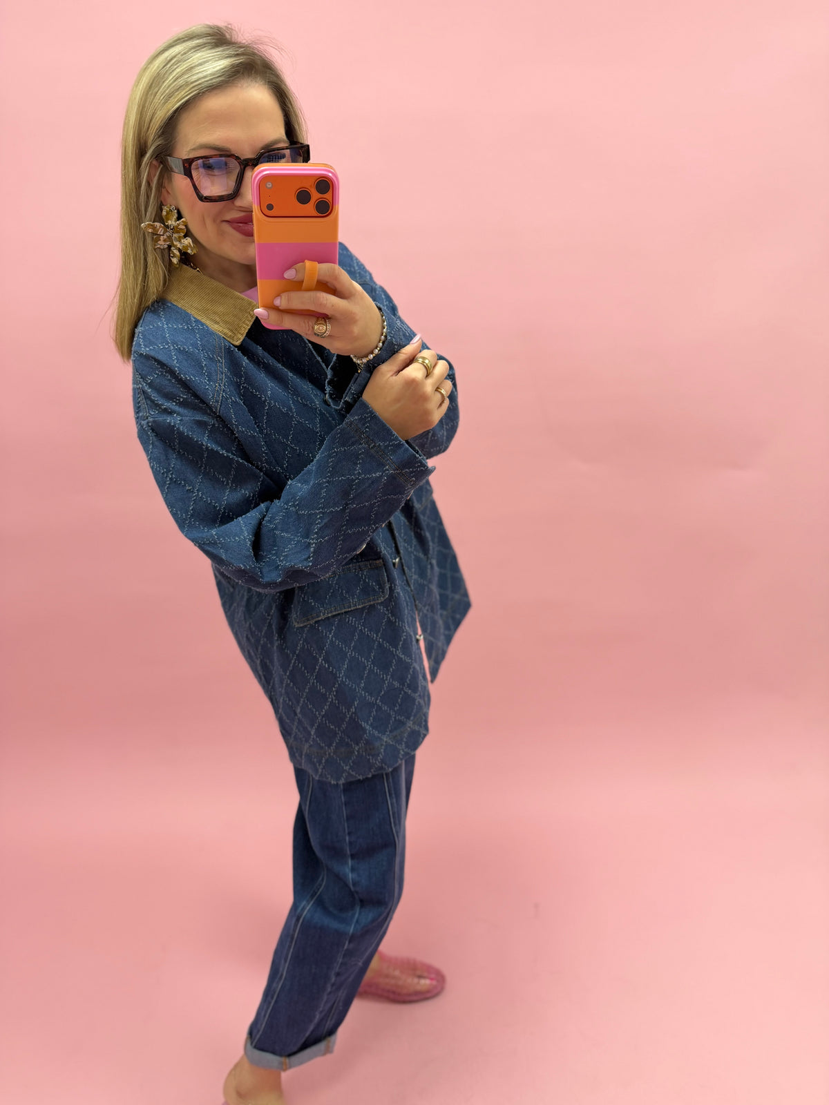 Denim Corduroy Collar Jacket