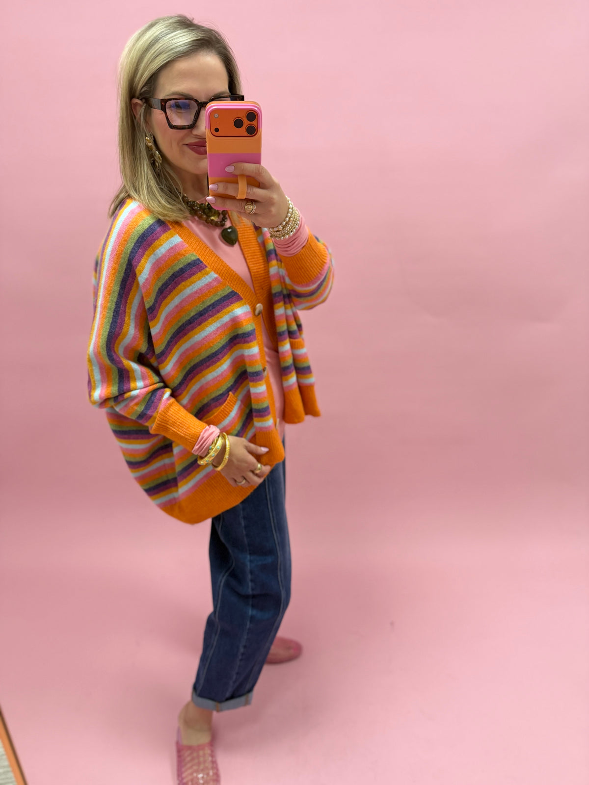 Rainbow Oversized Pullover Sweater Cardigan