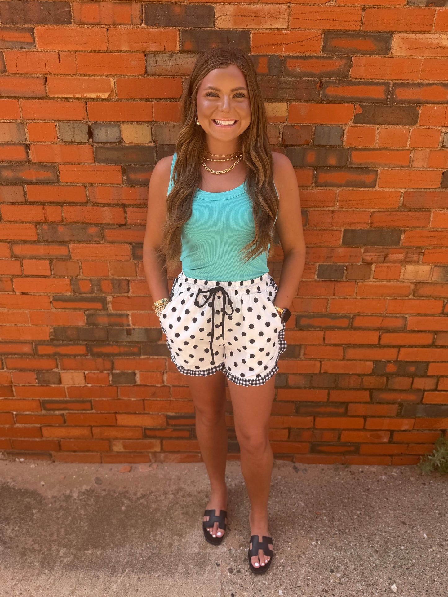 Black and White Polka Dot Ruffle Shorts