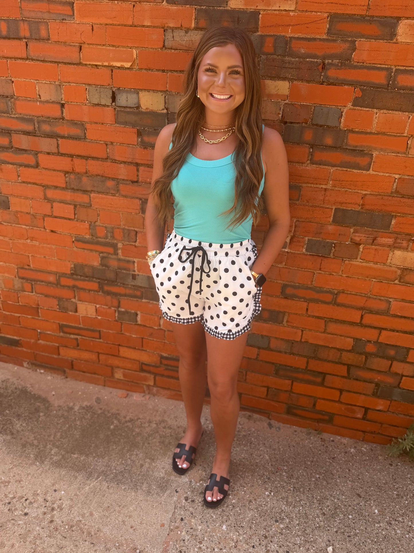 Black and White Polka Dot Ruffle Shorts
