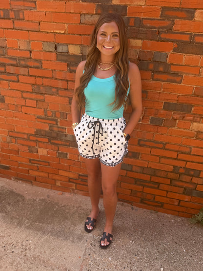 Black and White Polka Dot Ruffle Shorts