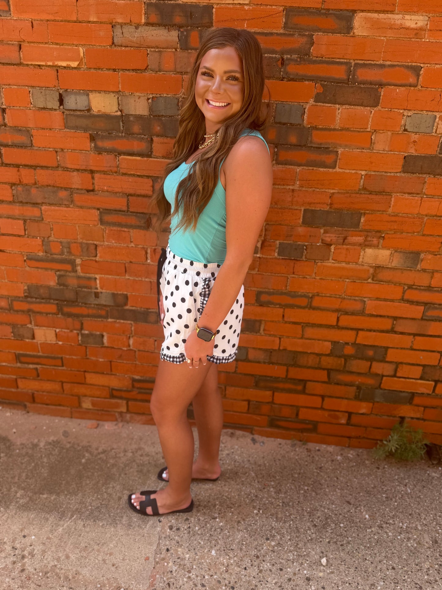 Black and White Polka Dot Ruffle Shorts