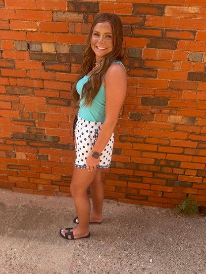 Black and White Polka Dot Ruffle Shorts