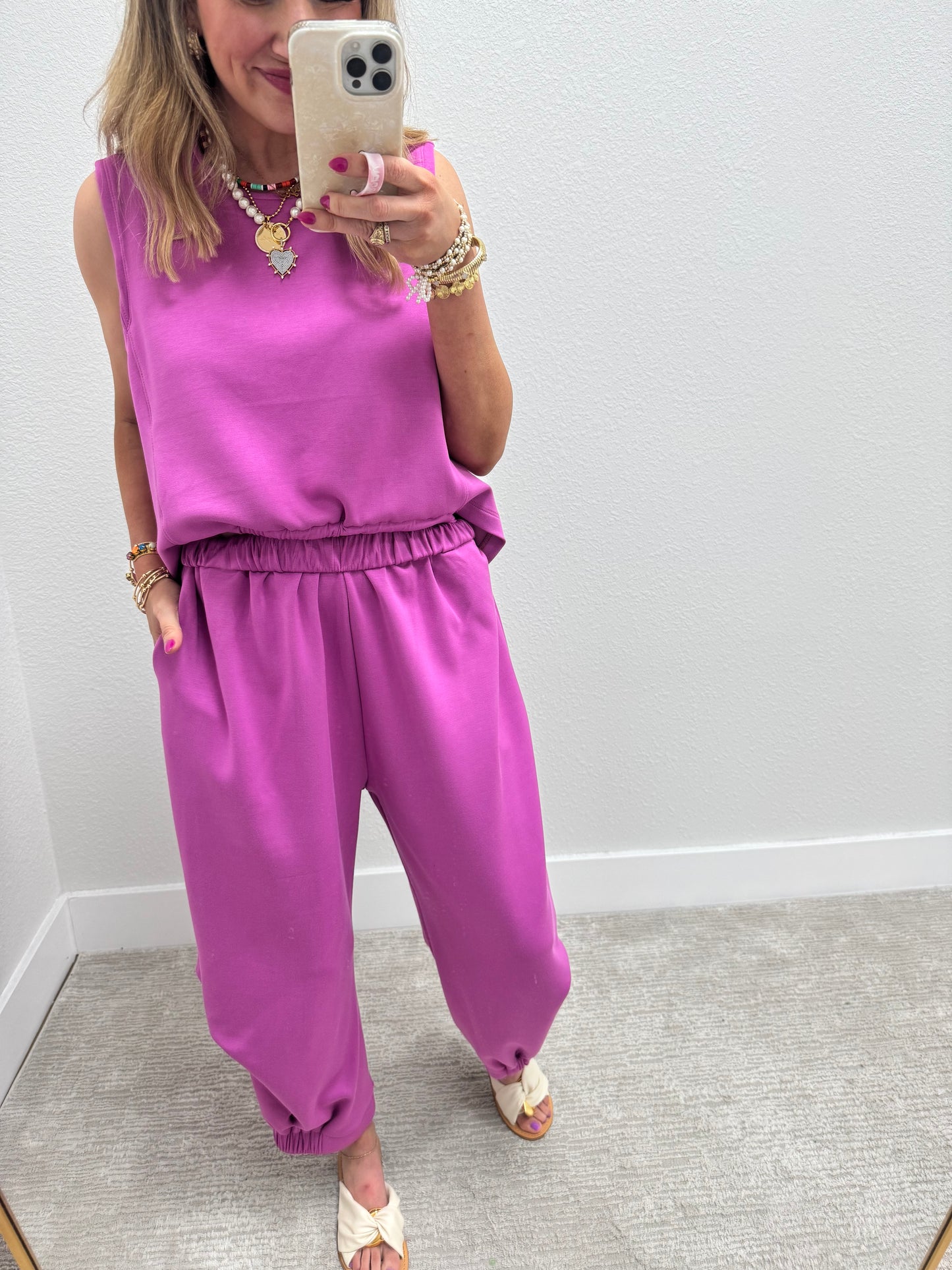 Scuba Orchid Cinch Tie Top and Pants Set