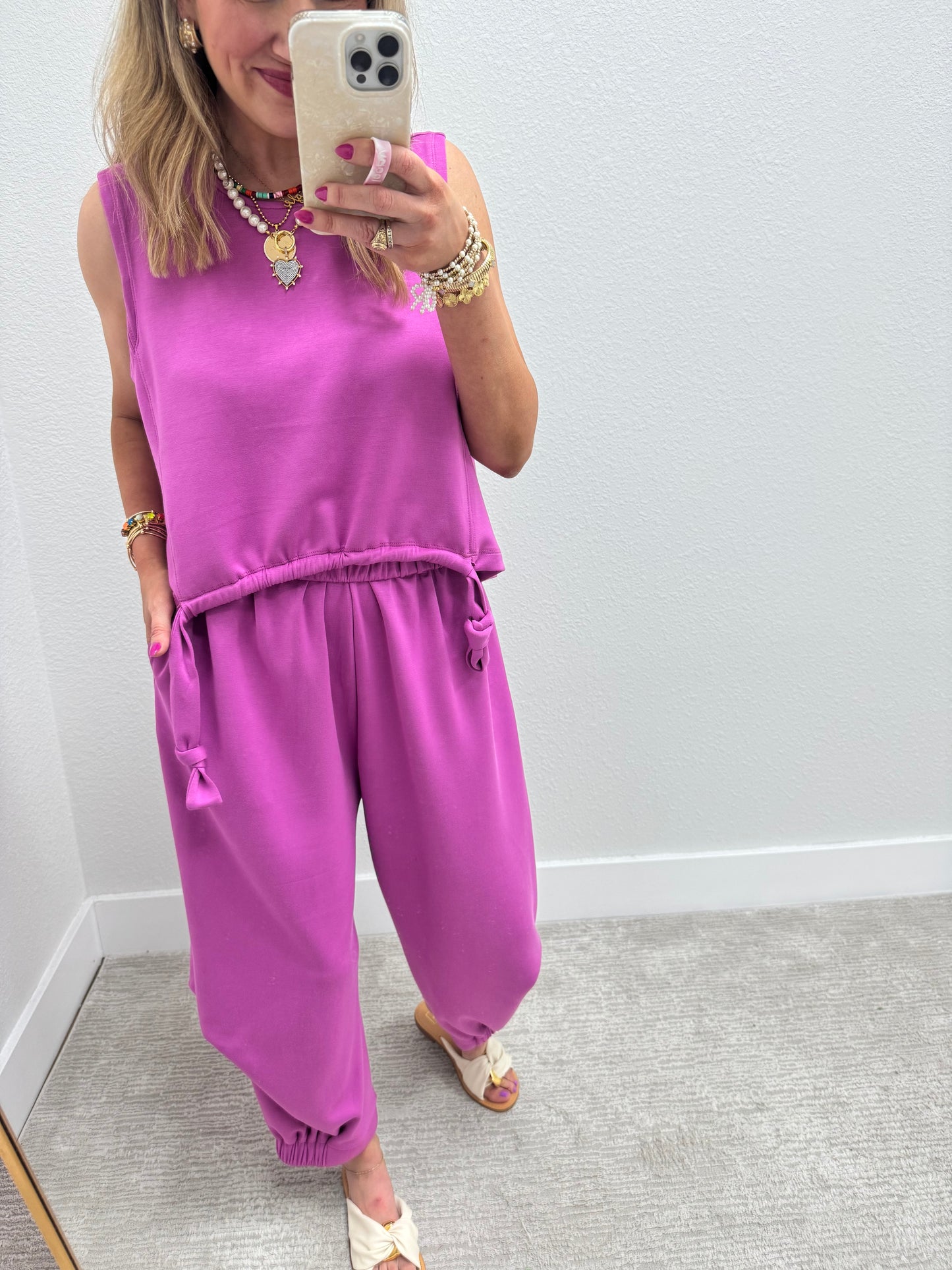 Scuba Orchid Cinch Tie Top and Pants Set