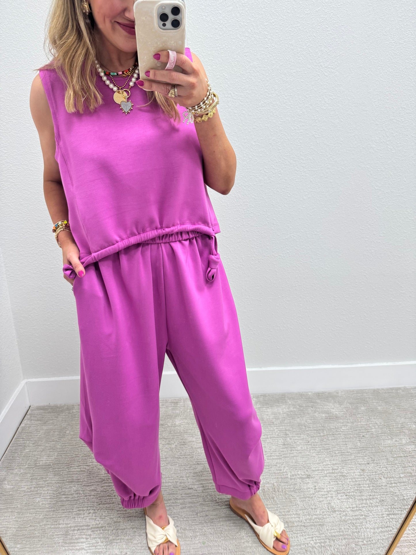 Scuba Orchid Cinch Tie Top and Pants Set