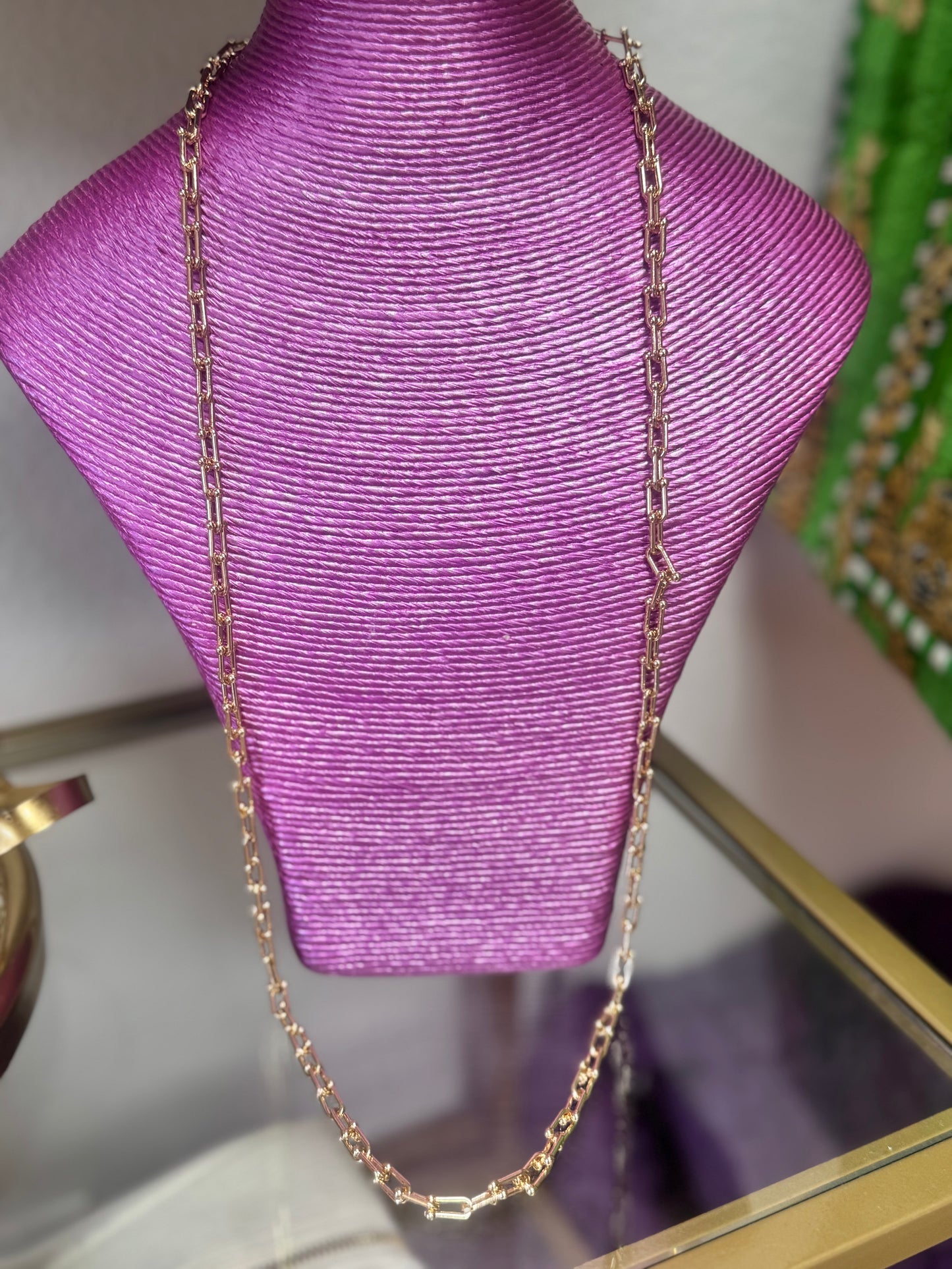 Extra Long Horsebit Necklace - Water Resistant (Silver & Gold)