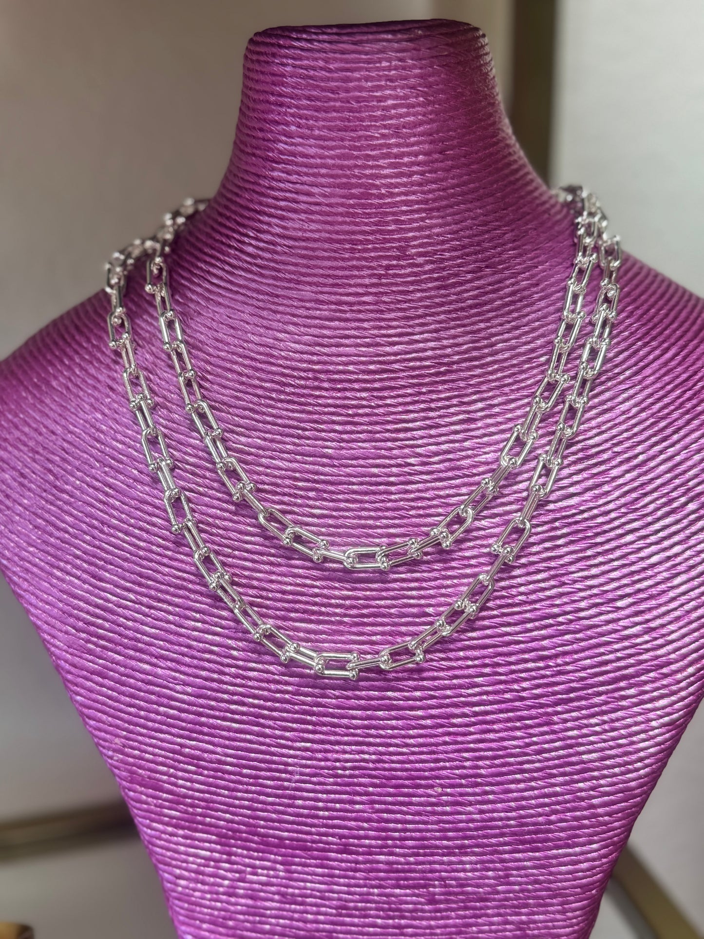 Extra Long Horsebit Necklace - Water Resistant (Silver & Gold)