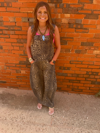 Leopard Barrel Overalls