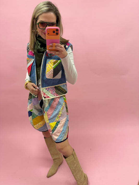 Handmade Quilted Short & Vest Set