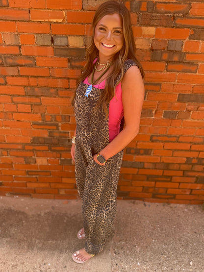 Leopard Barrel Overalls