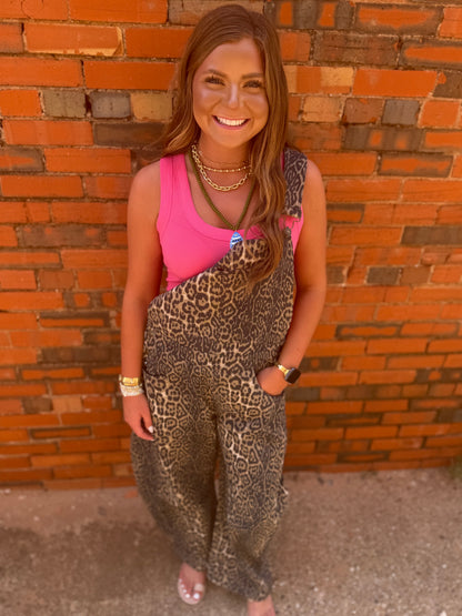 Leopard Barrel Overalls