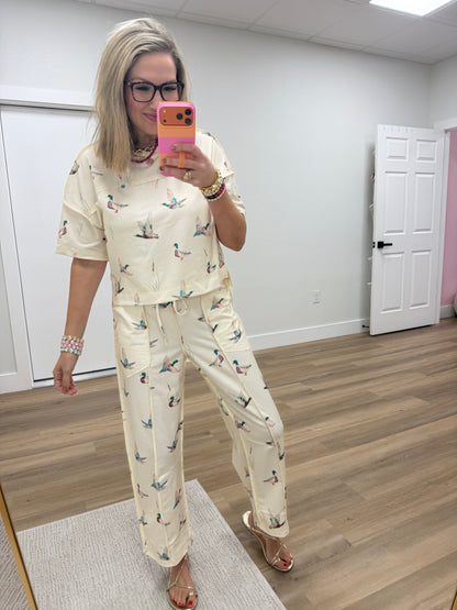 Mallard Print Two Piece Pant Set