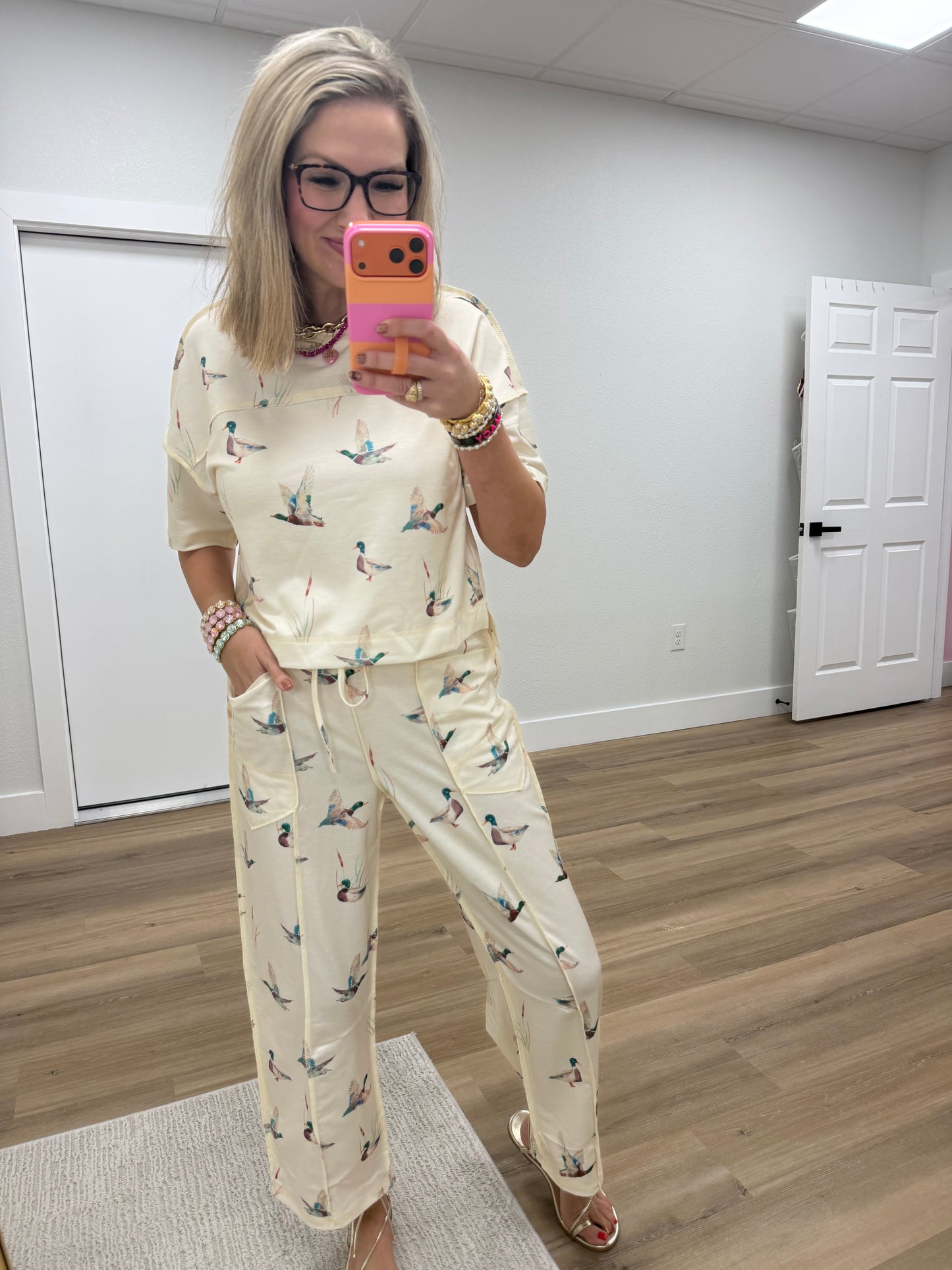 Mallard Print Two Piece Pant Set