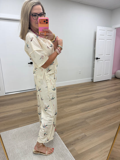 Mallard Print Two Piece Pant Set
