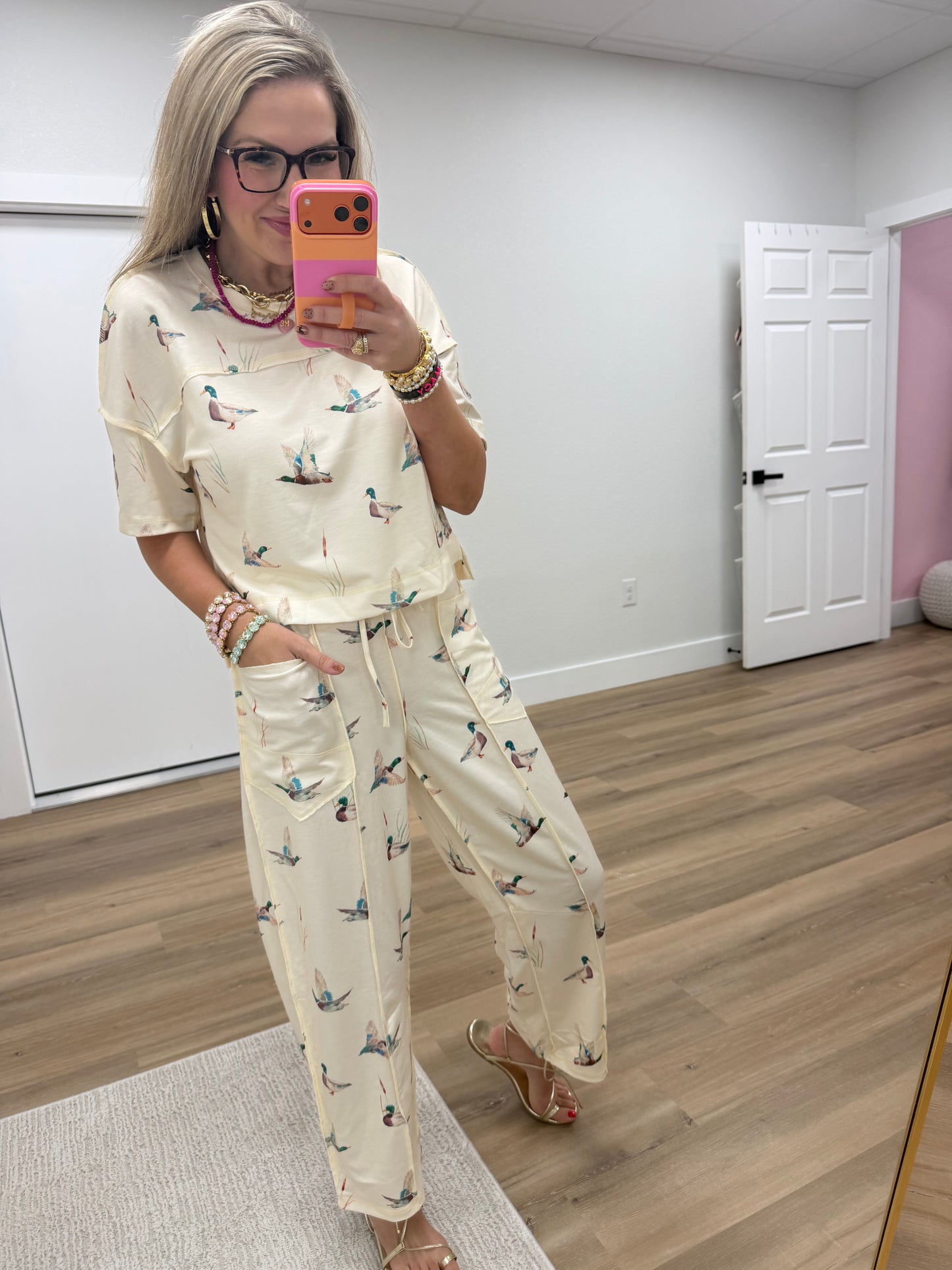 Mallard Print Two Piece Pant Set