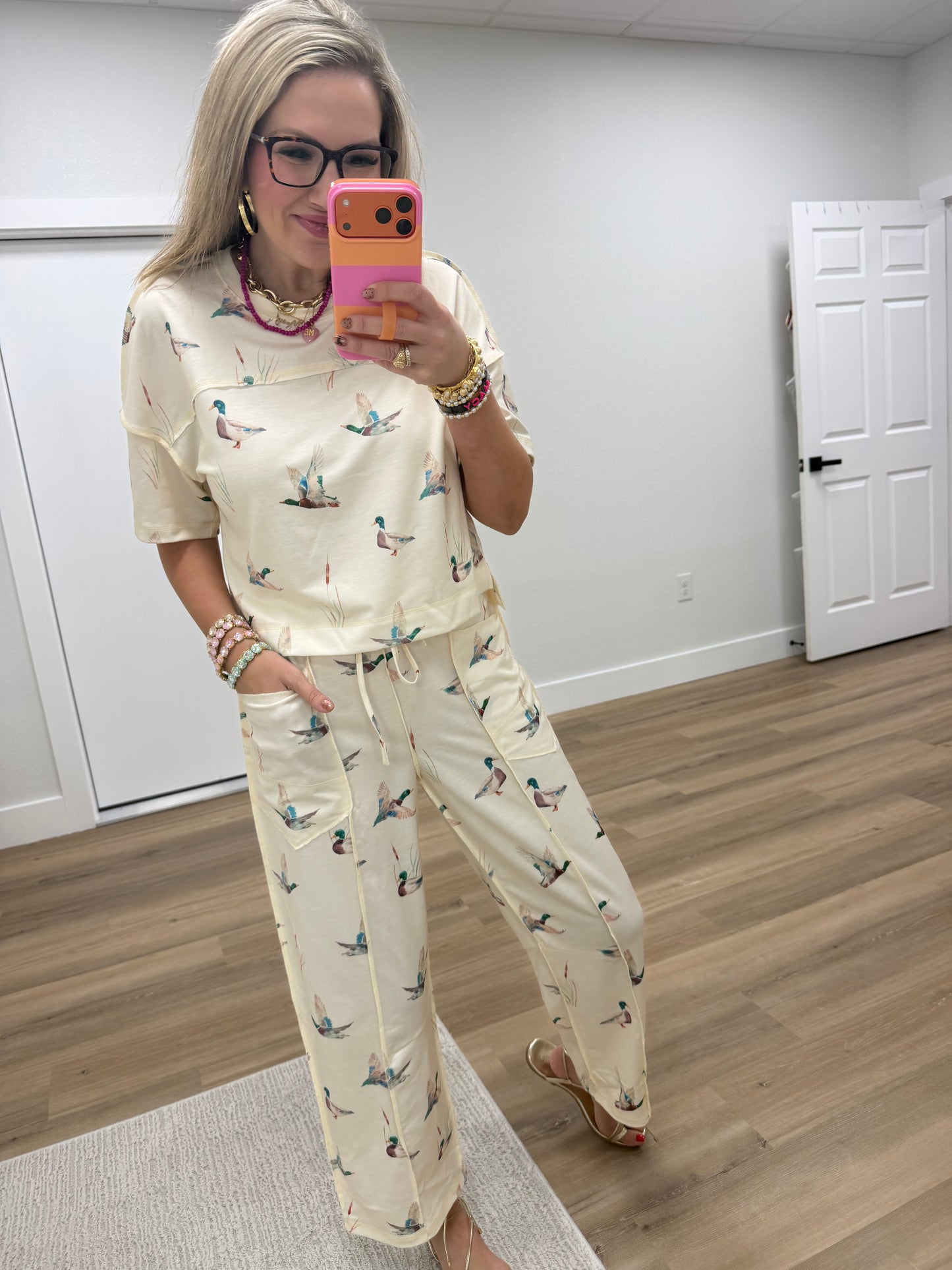 Mallard Print Two Piece Pant Set