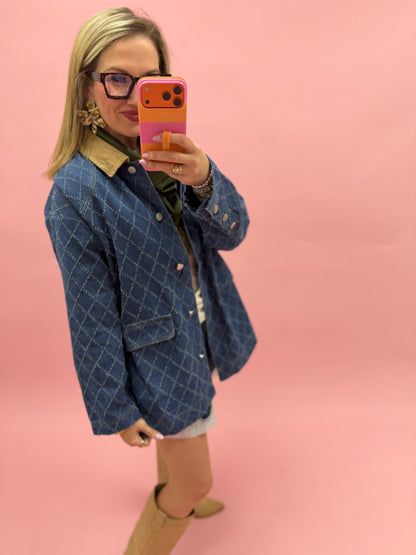 Denim Corduroy Collar Jacket