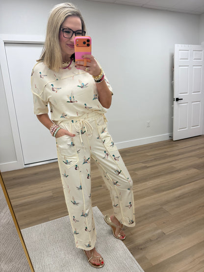 Mallard Print Two Piece Pant Set