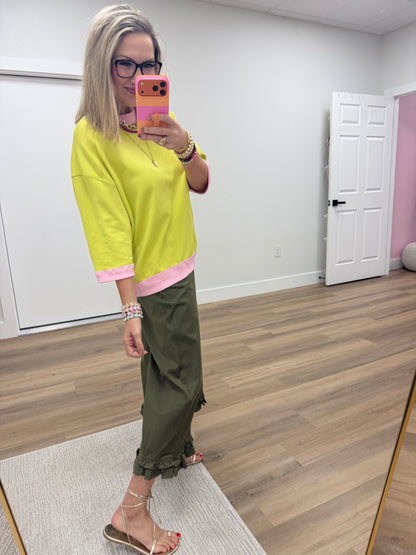 Lime Oversized Pullover Seam Detailed Top