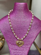 18" Gold Heart Pendant Pearl Necklace