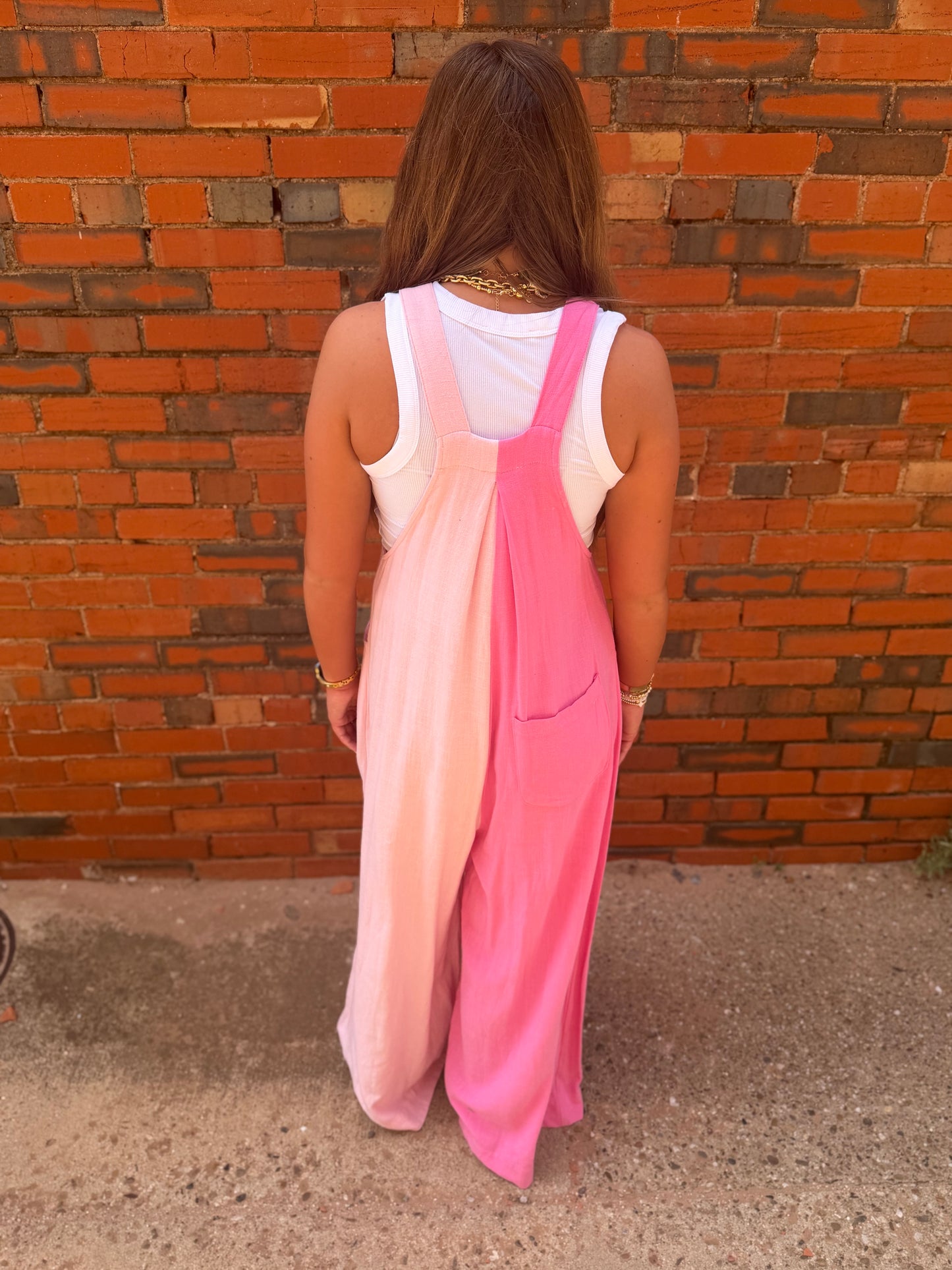 Split Color Pink Jumpsuit