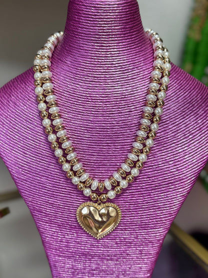 Oval Gold & Pearl Necklace
