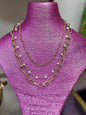 Triple Strand Gold & Pearl Necklace