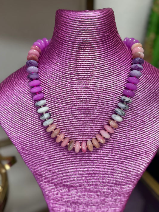 Pink & Purple Colorful Bead Necklace