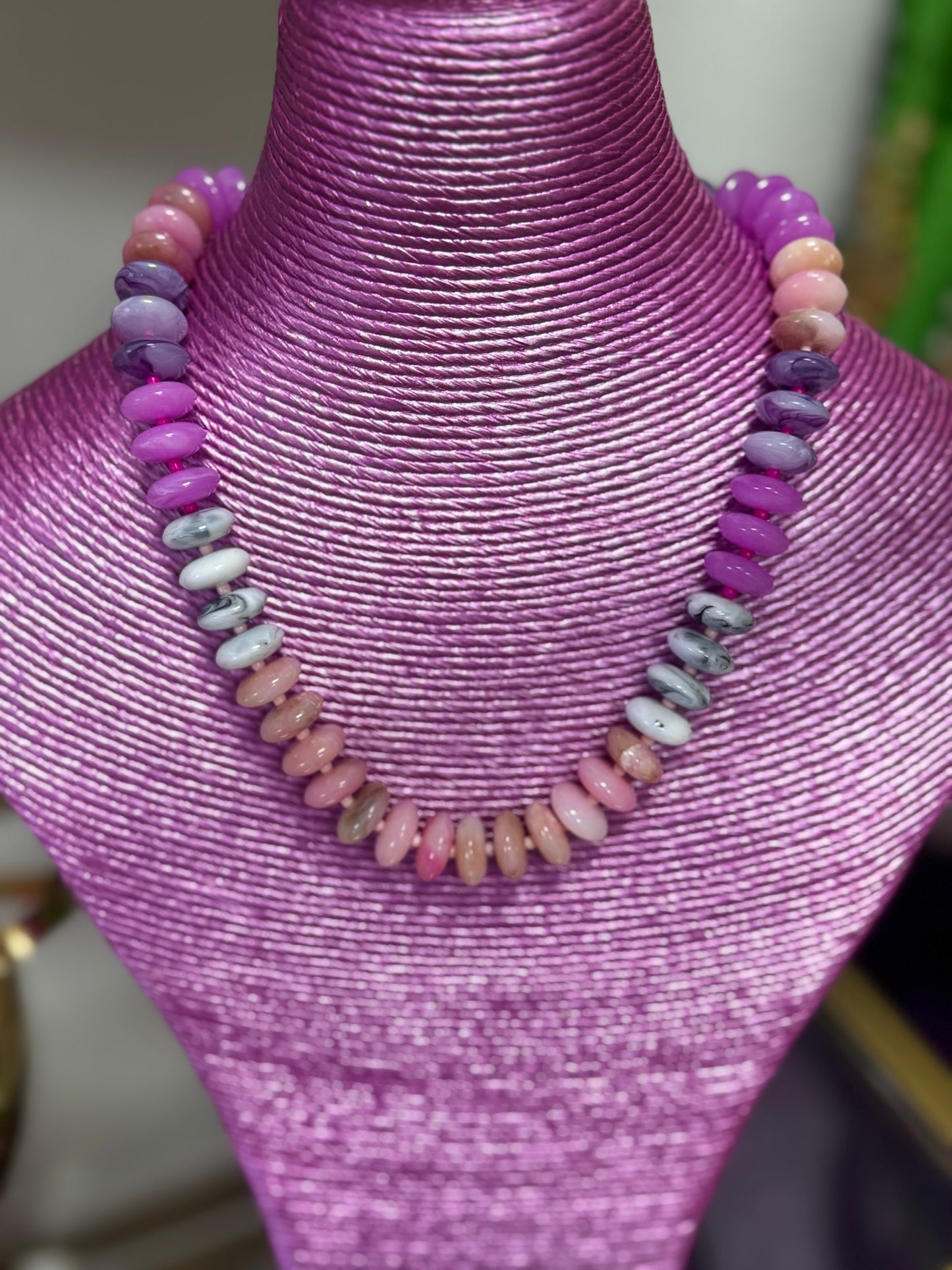 Pink & Purple Colorful Bead Necklace