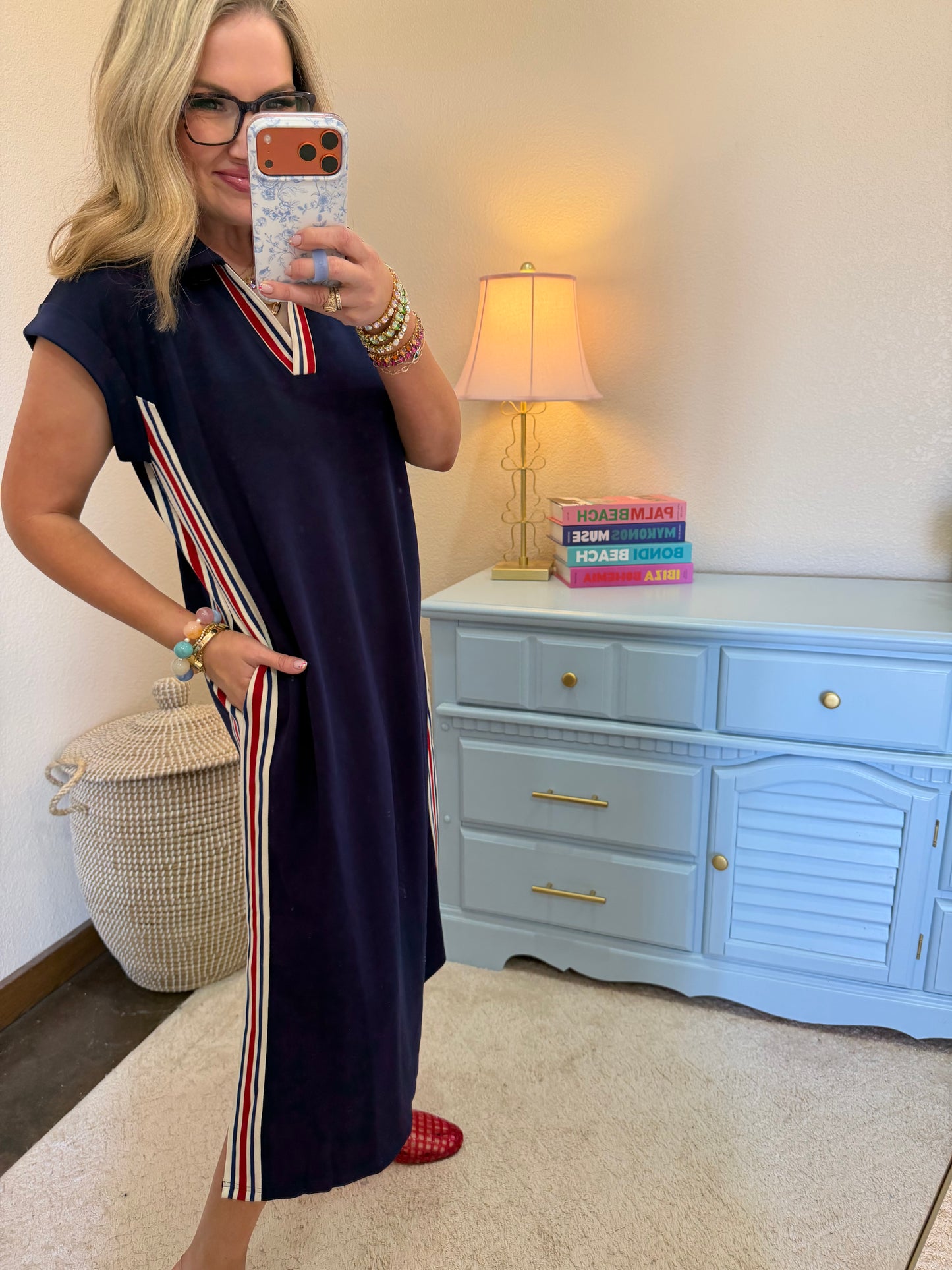 Scuba Navy Middy Side Detail Dress