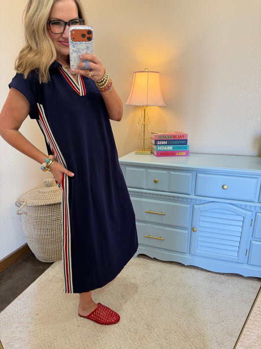 Scuba Navy Middy Side Detail Dress