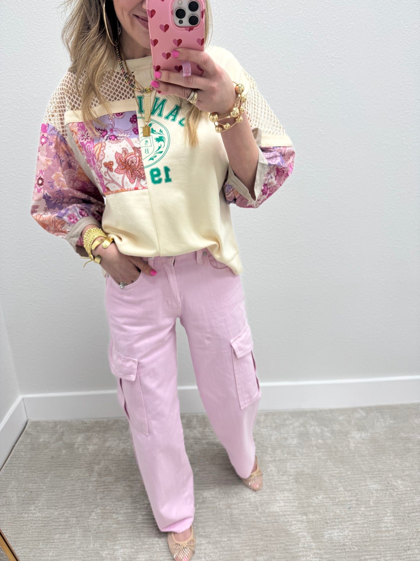 Light Pink Cargo Denim Jeans FS