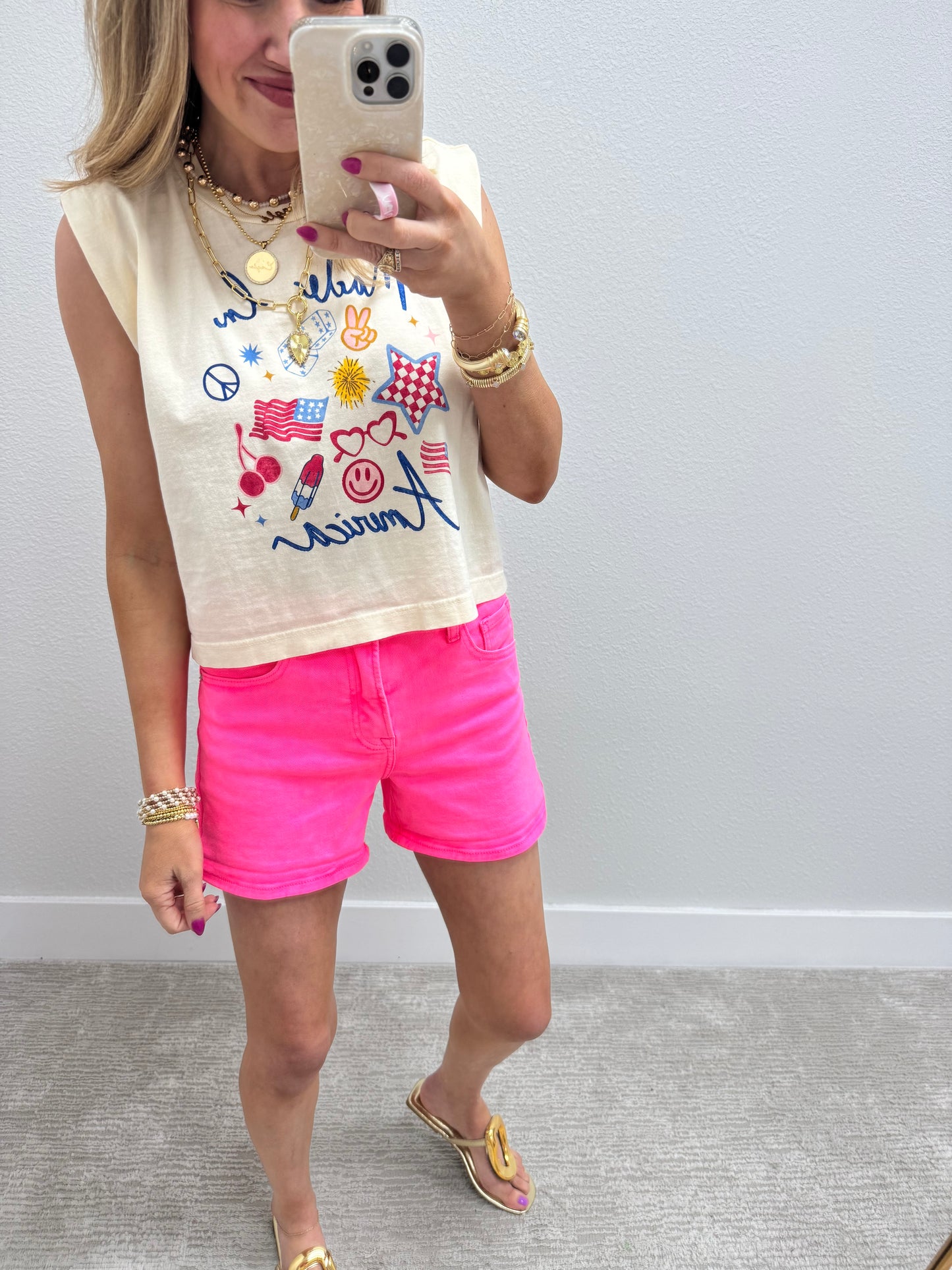 Risen Neon Pink Tummy Control High Rise Cuffed Shorts FS