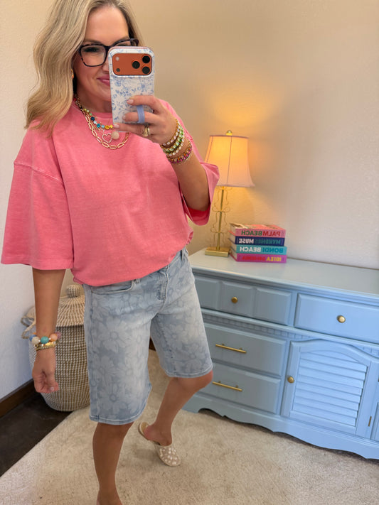Risen Floral Print Slouch Bermuda Shorts