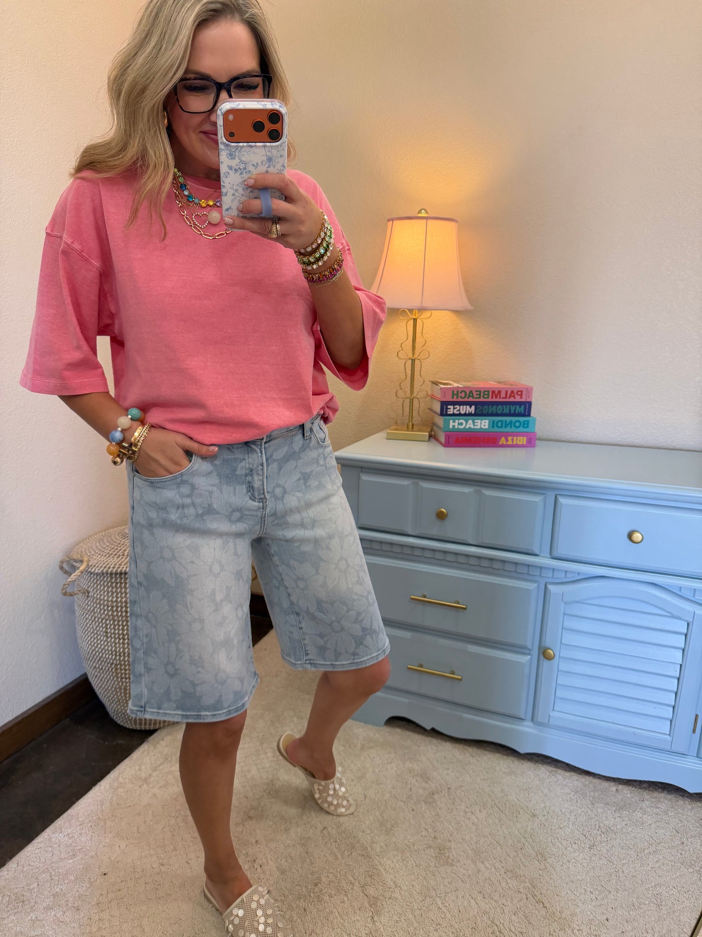 Risen Floral Print Slouch Bermuda Shorts