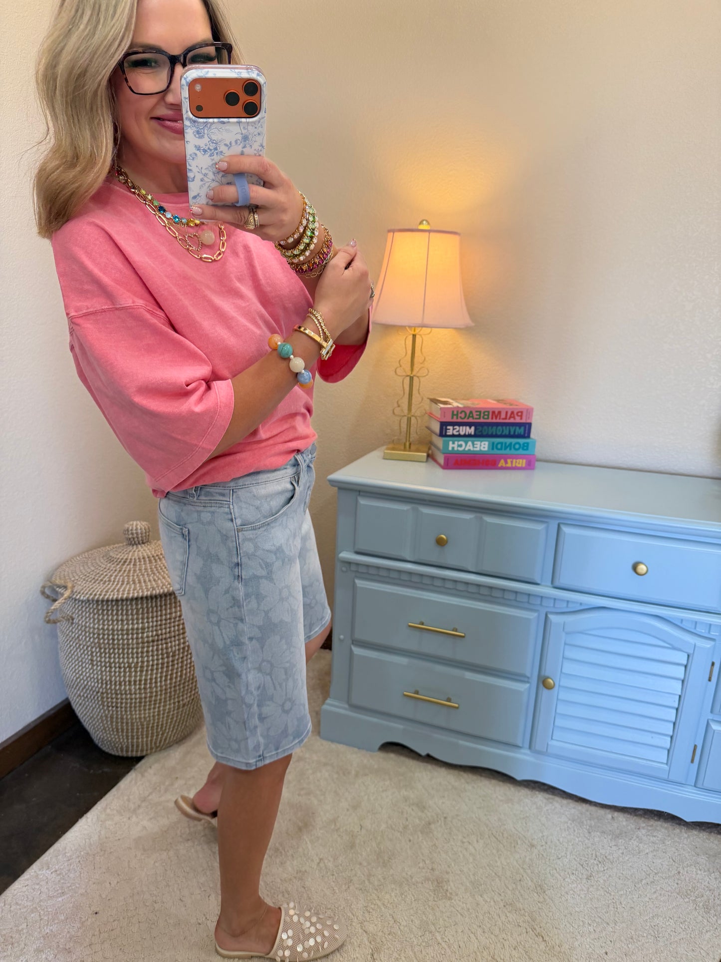Risen Floral Print Slouch Bermuda Shorts