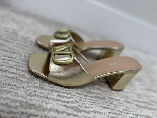 Gold V Block Heels