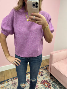Lavender Short Sleeve Sweater Top