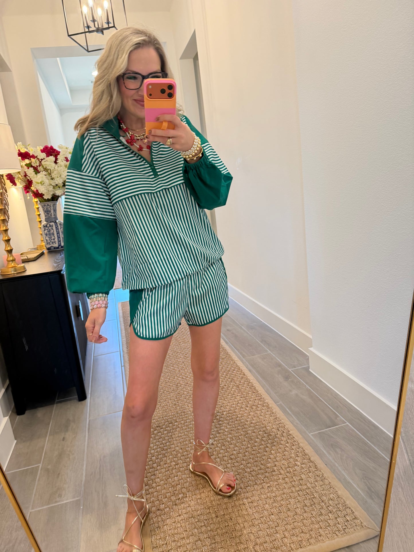 Green Stripe Active Top & Short Set