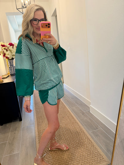 Green Stripe Active Top & Short Set