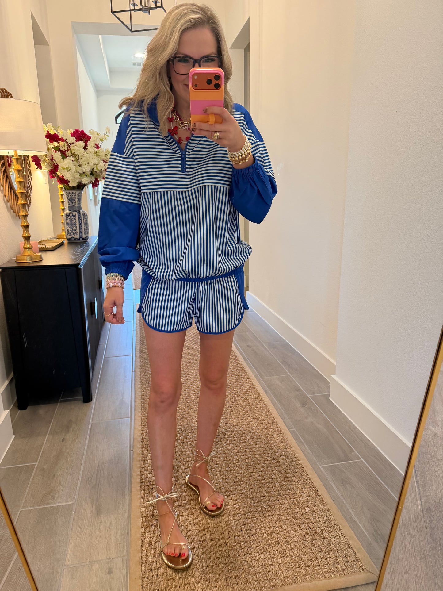Blue Stripe Active Top & Short Set