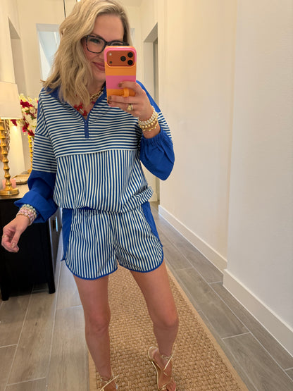 Blue Stripe Active Top & Short Set
