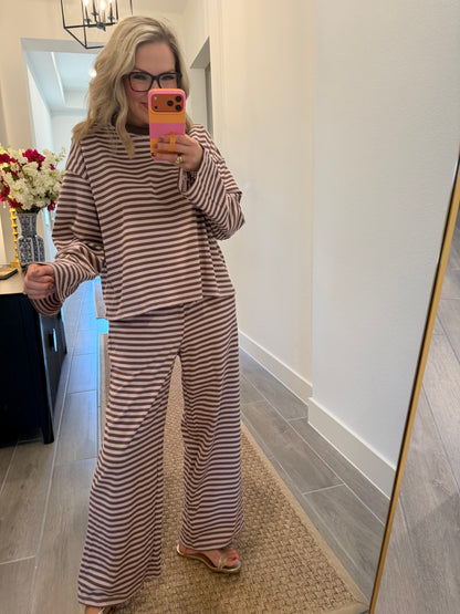 Vintage Pink Striped Pant Set