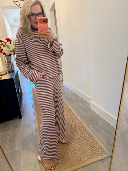 Vintage Pink Striped Pant Set
