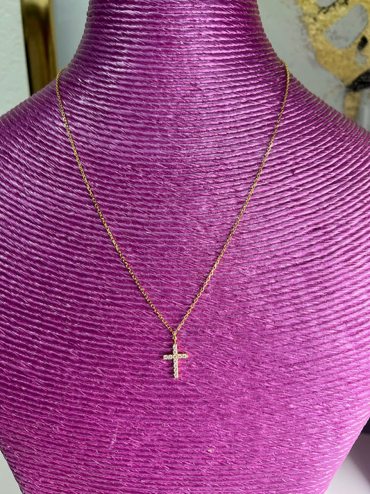Dainty CZ Cross Necklace