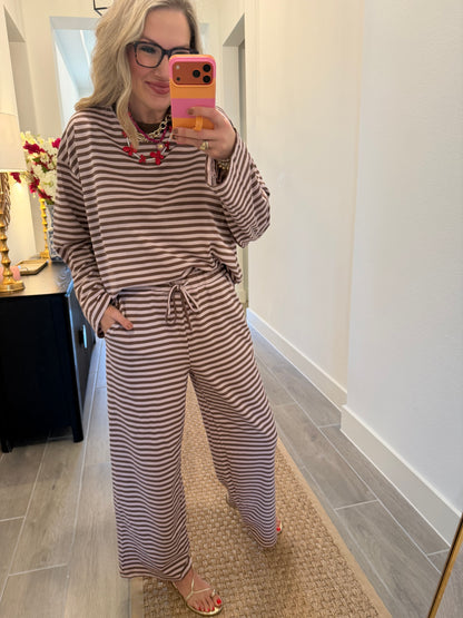 Vintage Pink Striped Pant Set