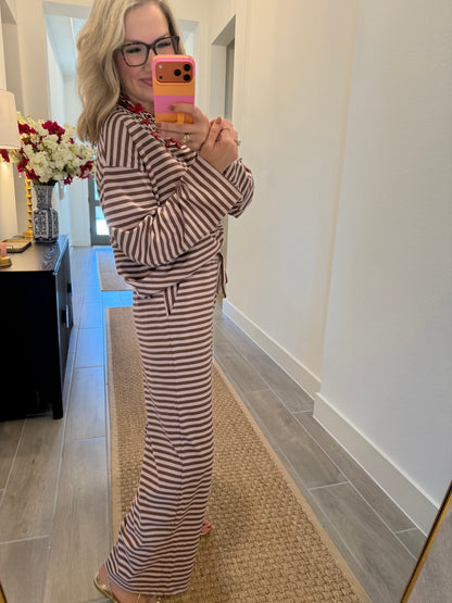 Vintage Pink Striped Pant Set