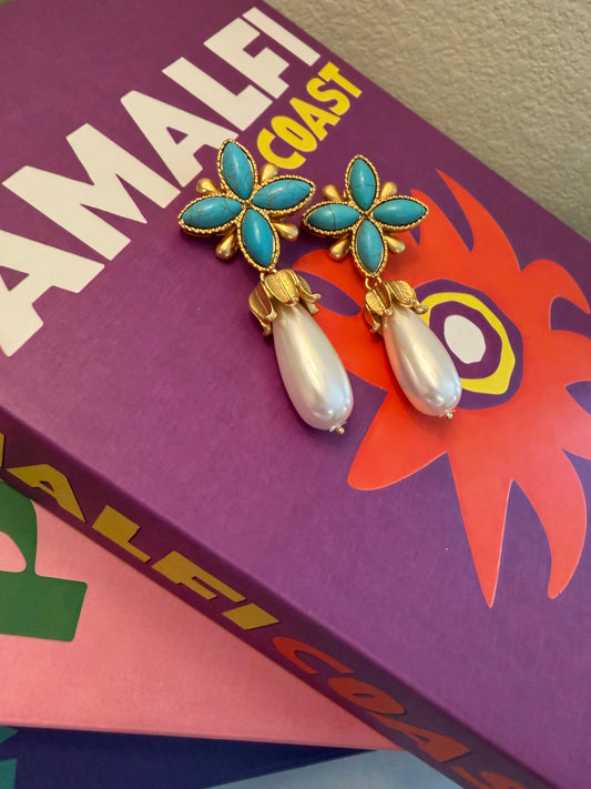 Lux Gold And Turquoise Earrings